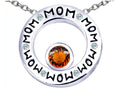 Star K MOM Circle Mothers Pendant Necklace with Round 7mm Simulated Garnet