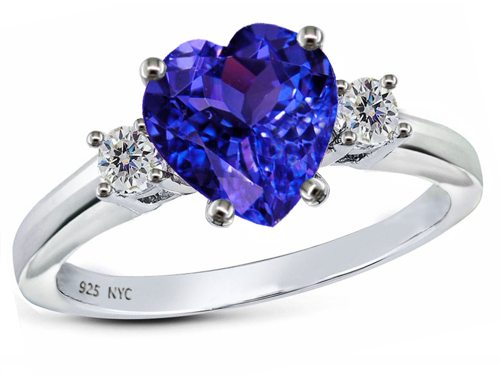 Star K 8mm Heart Shape Simulated Tanzanite Ring