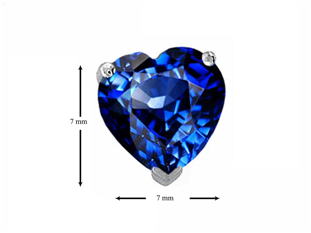 Star K 7mm Heart Shape Simulated Sapphire Earrings Studs
