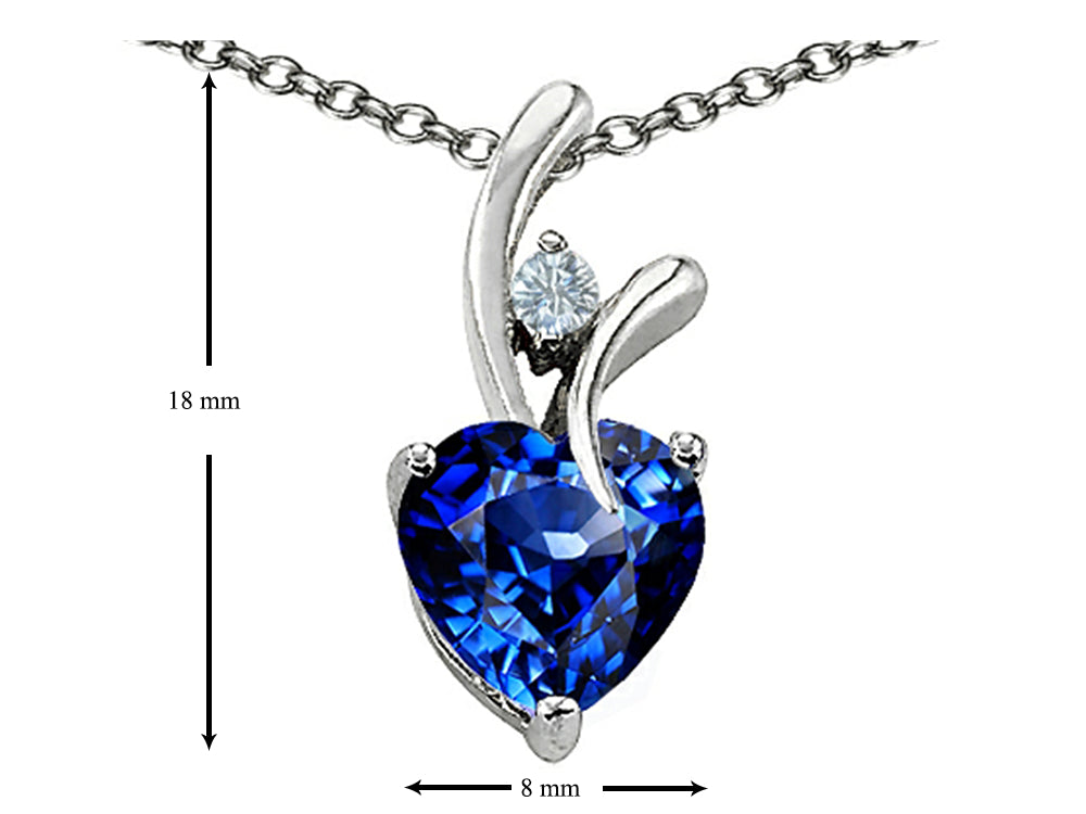 Star K Heart Shape 8mm Simulated Sapphire Love Pendant Necklace