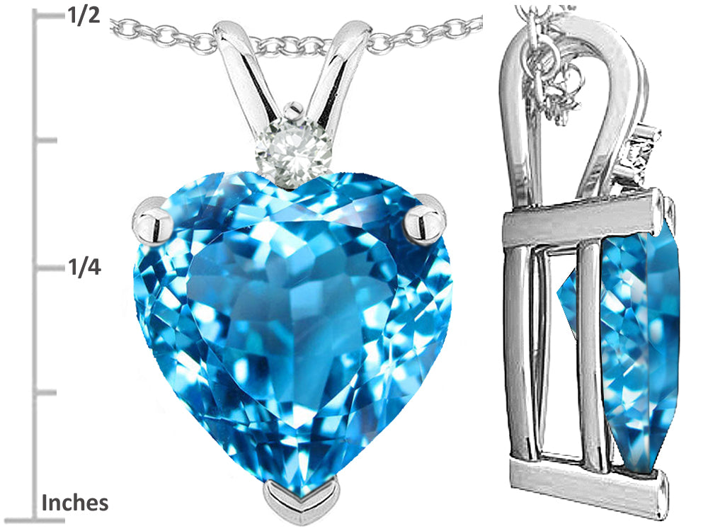 Star K 8mm Heart Shape Genuine Blue Topaz Heart Pendant Necklace