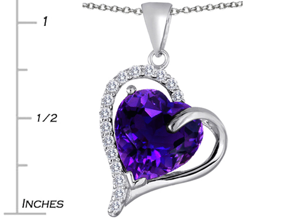Star K Heart Shape 12mm Simulated Amethyst Double Heart Love Pendant Necklace