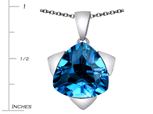 Star K Large 15mm Trillion Star Pendant Necklace with Simulated Blue Topaz