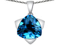 Star K Large 15mm Trillion Star Pendant Necklace with Simulated Blue Topaz