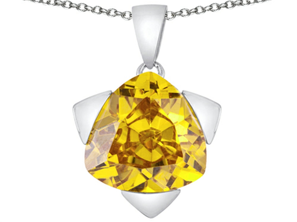 Star K Large 15mm Trillion Star Pendant Necklace with Simulated Citrine