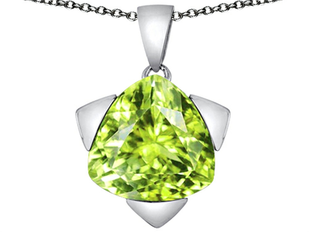 Star K Large 15mm Trillion Star Pendant Necklace with Simulated Apple Green Amethyst