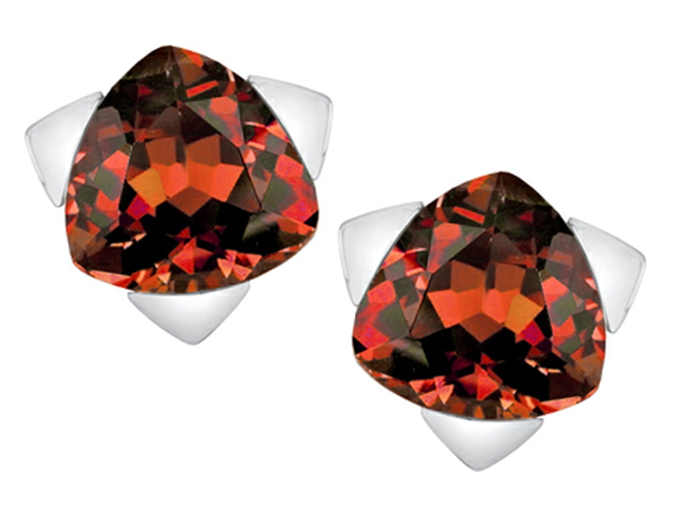 Star K 7mm Trillion Star Earrings with Simulated Garnet