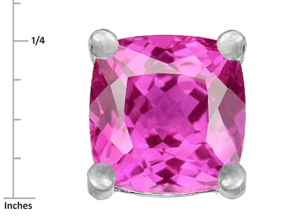 Star K Cushion-Cut 7mm Created Pink Sapphire Earrings Studs