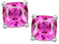 Star K Cushion-Cut 7mm Created Pink Sapphire Earrings Studs