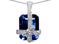 Star K Emerald Cut Simulated Sapphire Gift Box Pendant Necklace