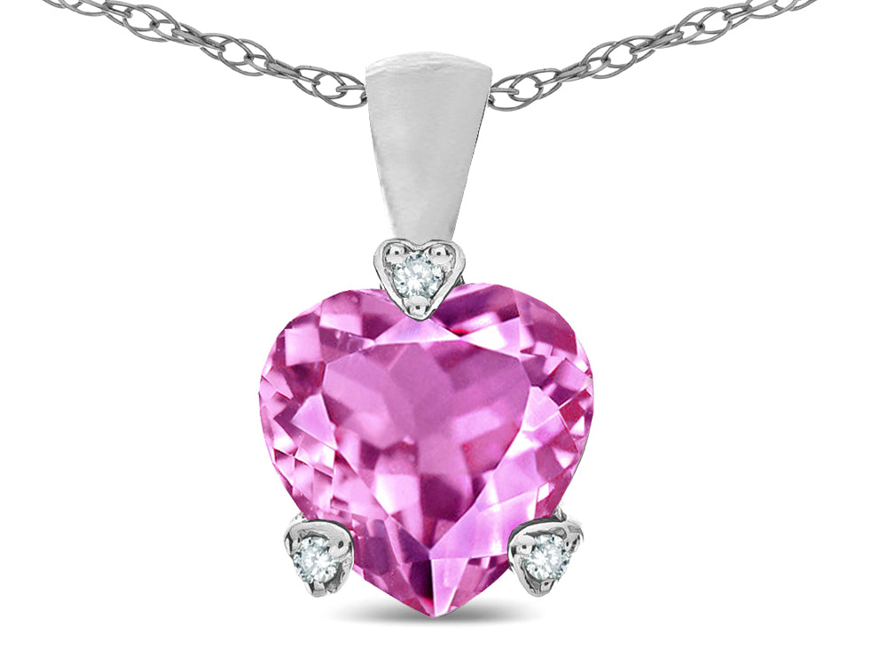 Tommaso Design™ Heart Shape 8mm Created Pink Sapphire Love Pendant Necklace