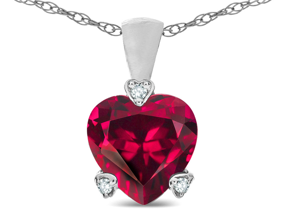 Tommaso Design Heart Shape 8mm Created Ruby Love Pendant Necklace