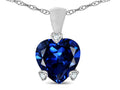 Tommaso Design Heart Shape 8mm Created Blue Sapphire Love Pendant Necklace