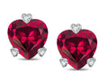 Tommaso Design Heart Shape 6mm Created Ruby and Rough s Love Earrings Studs