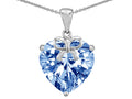 Star K Large Heart Shape Simulated Aquamarine Ribbon Heart Pendant Necklace