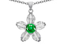 Star K Round Simulated Emerald Flower Pendant Necklace