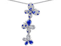 Star K Created Sapphire Family Butterfly Pendant Necklace
