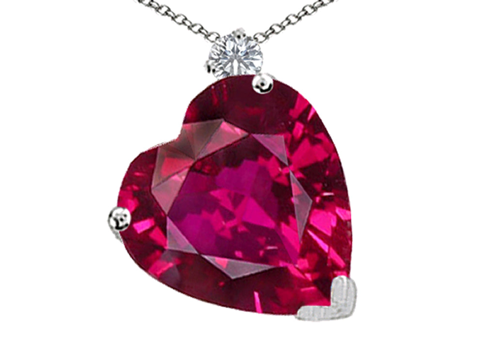 Tommaso Design Heart Shape Created Ruby Pendant Necklace