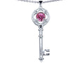 Star K Key To My Heart Pendant Necklace 7mm Round Created Pink Sapphire