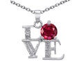Star K LOVE Pendant Necklace Round 7mm Created Ruby