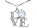 Star K LOVE Pendant Necklace Round 7mm Created Opal