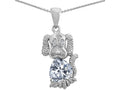 Star K Heart Shape Simulated White Topaz Dog Pendant Necklace