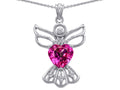 Star K Guardian Angel Love and Protection Created Pink Sapphire Heart Pendant Necklace