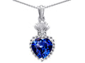Star K Flaming Heart Protection Created Sapphire Pendant Necklace