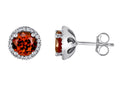 Star K Round 7mm Simulated Garnet Halo Earring Studs