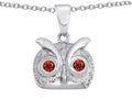 Star K Round Simulated Garnet Good Luck Owl Pendant Necklace