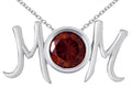 Star K Round Simulated Garnet MOM Mother's Pendant Necklace