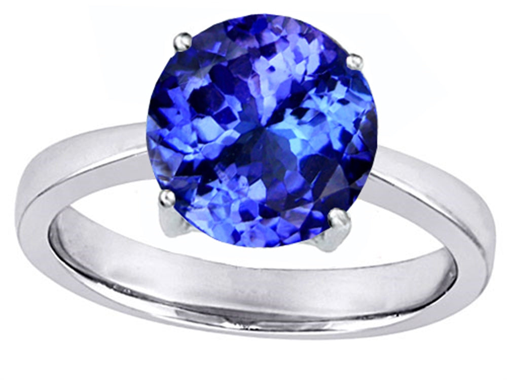 Star K Large Solitaire Big Stone Ring 10mm Round Simulated Tanzanite