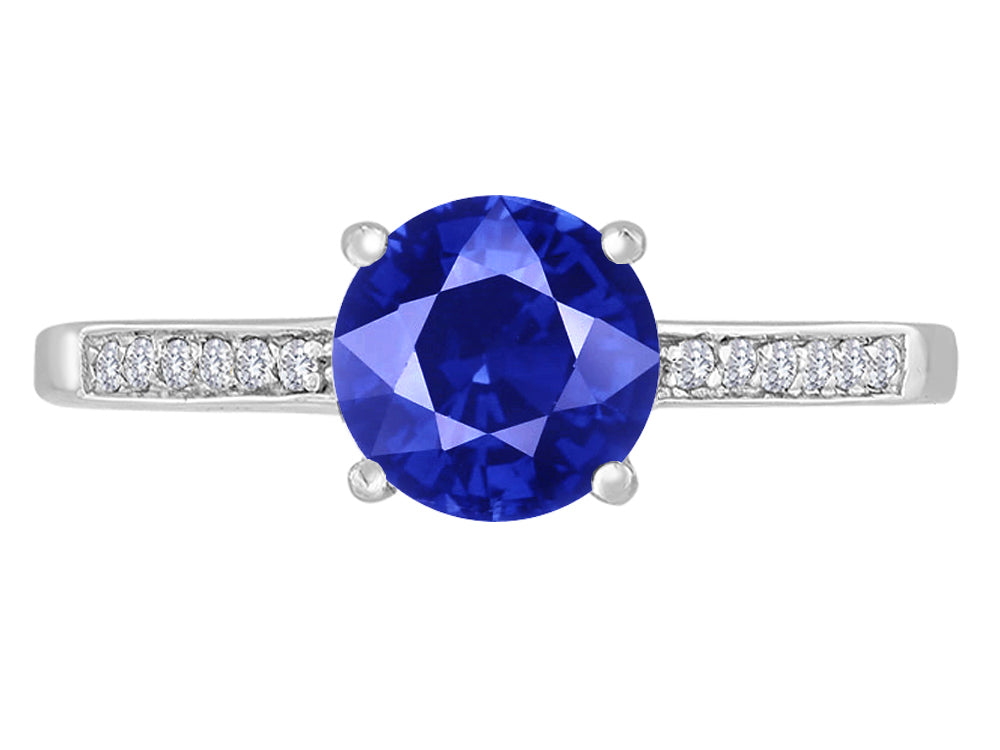 Original Star K Round 7mm Created Sapphire Solitaire Engagement Ring