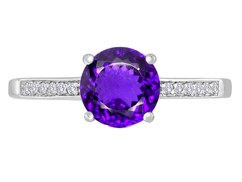 Original Star K Round 7mm Genuine Amethyst Solitaire Engagement Ring