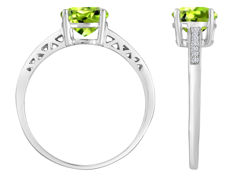 Original Star K Round 7mm Genuine Peridot Solitaire Engagement Ring