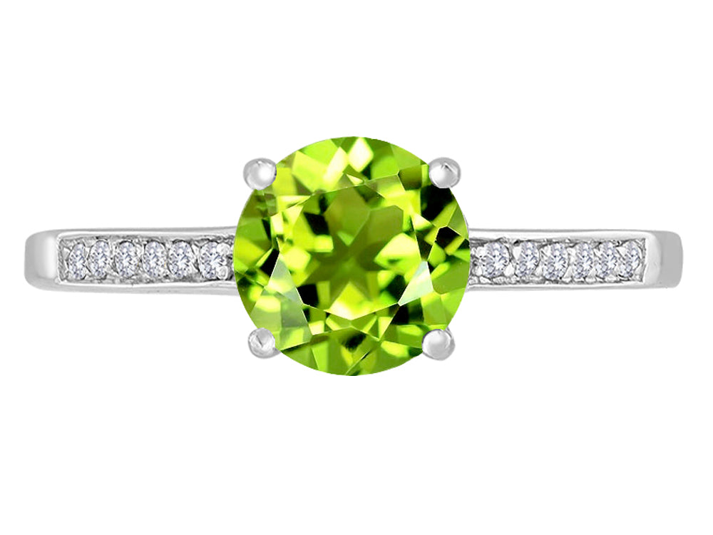 Original Star K Round 7mm Genuine Peridot Solitaire Engagement Ring