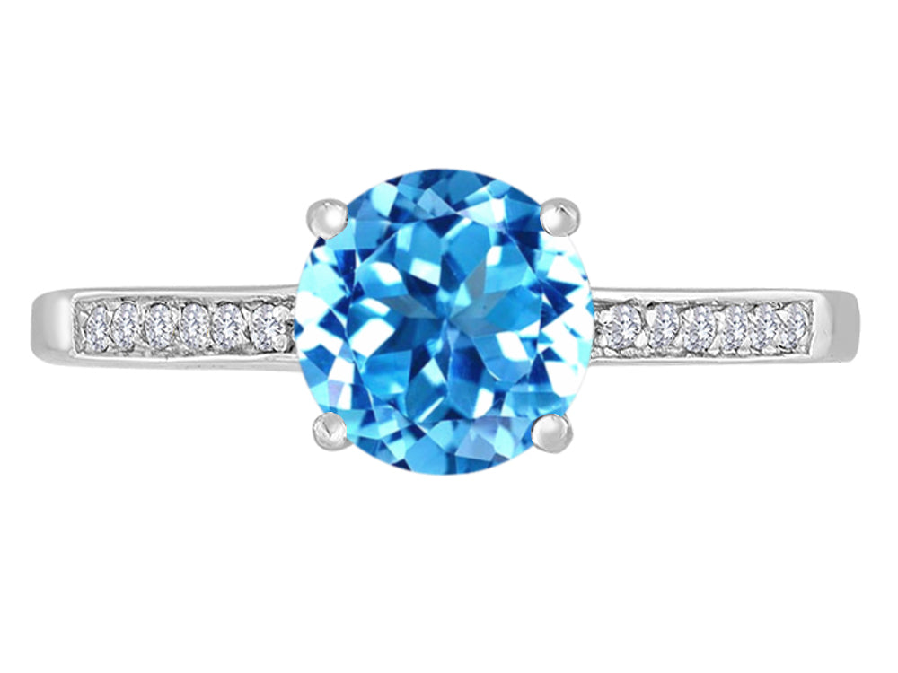 Original Star K Round 7mm Genuine Blue Topaz Solitaire Engagement Ring