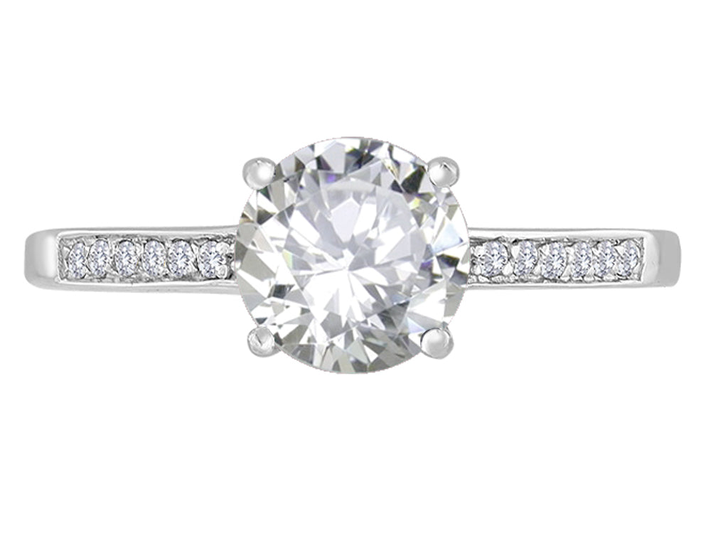 Original Star K 14k Gold Round 7mm Genuine White Topaz Solitaire Engagement Ring