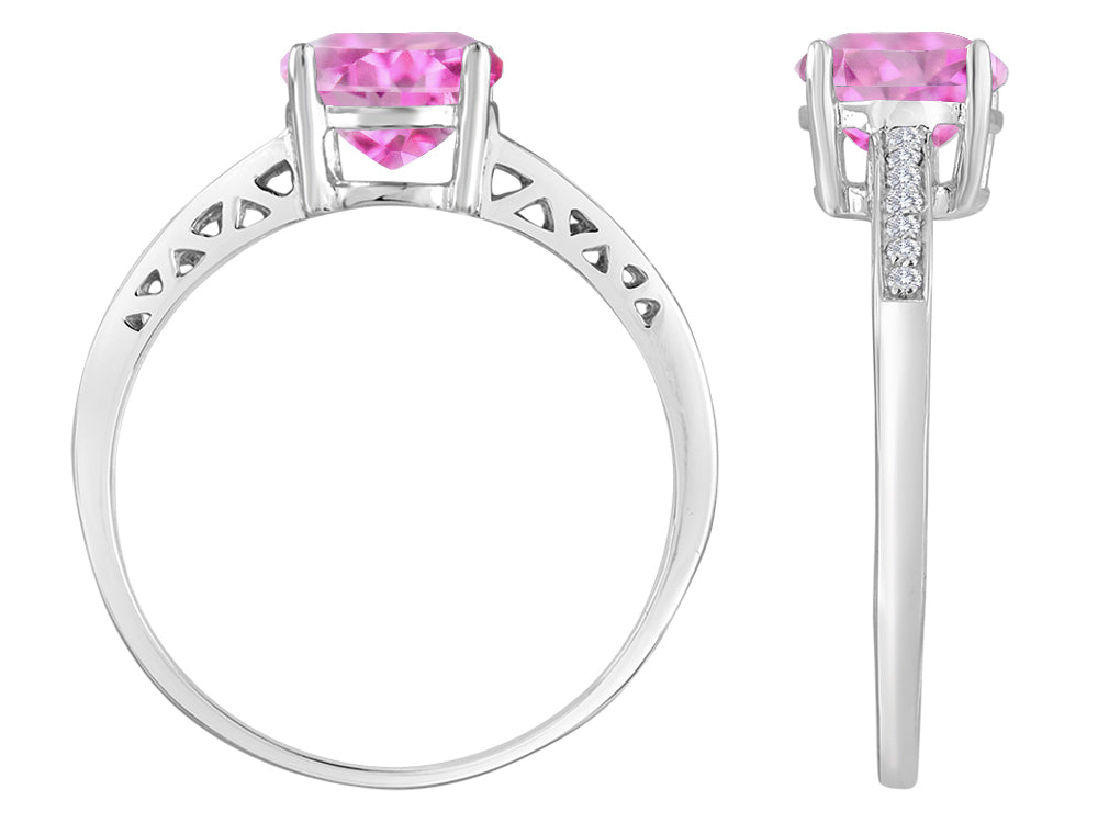 Original Star K Round 7mm Created Pink Sapphire Solitaire Engagement Ring
