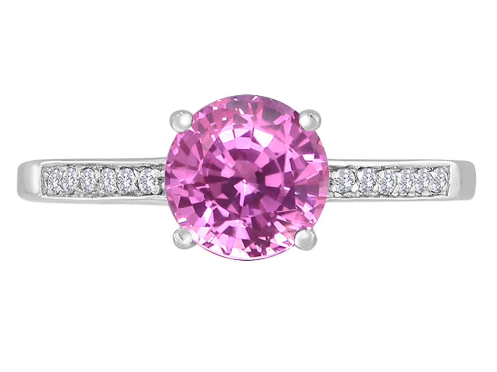 Original Star K Round 7mm Created Pink Sapphire Solitaire Engagement Ring