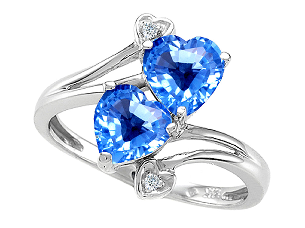 Tommaso Design Heart Shape 6mm Genuine Blue Topaz Ring