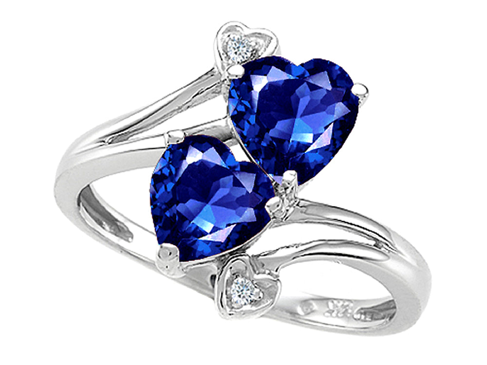 Tommaso Design Heart Shape 6mm Created Blue Sapphire Ring
