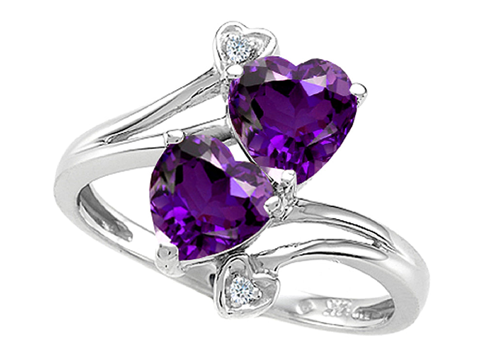 Tommaso Design Heart Shape 6mm Genuine Amethyst Ring