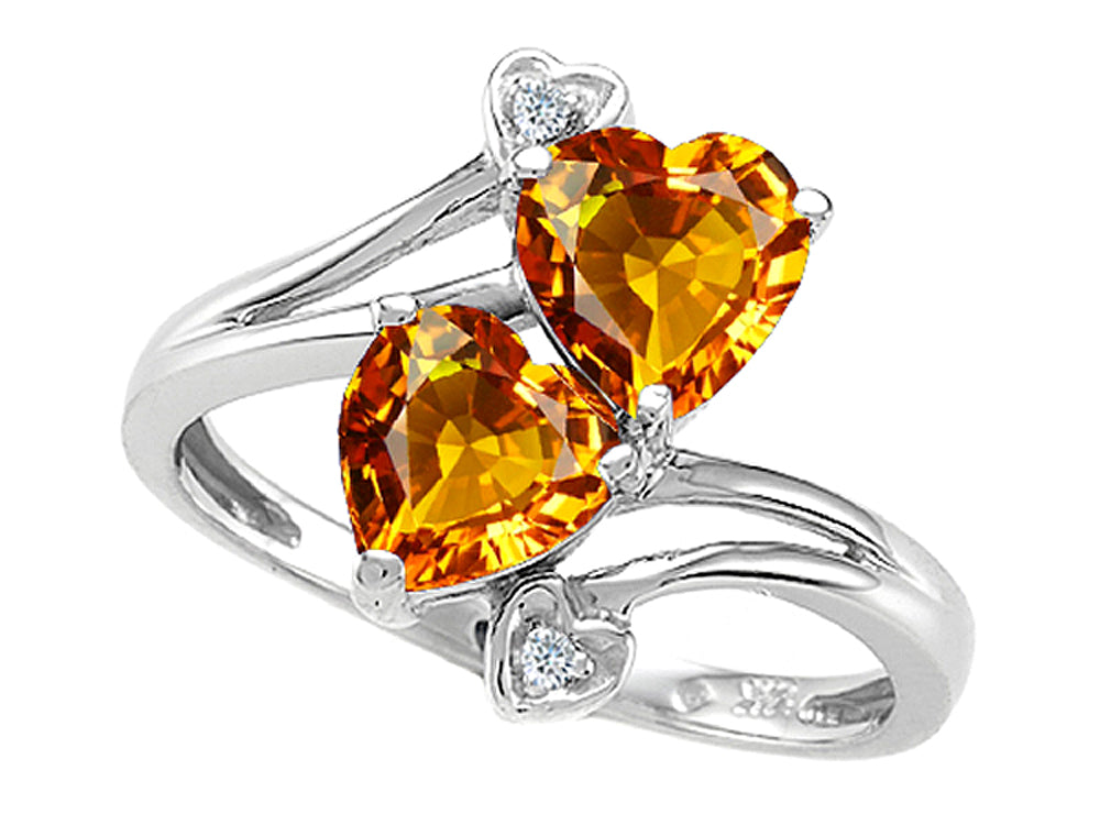 Tommaso Design Heart Shape 6mm Genuine Citrine Ring