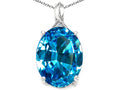 Tommaso Design Oval 12x10mm Genuine Blue Topaz Pendant Necklace