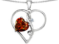 Star K Large 10mm Heart Shaped Simulated Garnet Knotted Heart Pendant Necklace