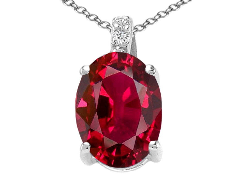 Tommaso Design Oval Created Ruby Pendant Necklace