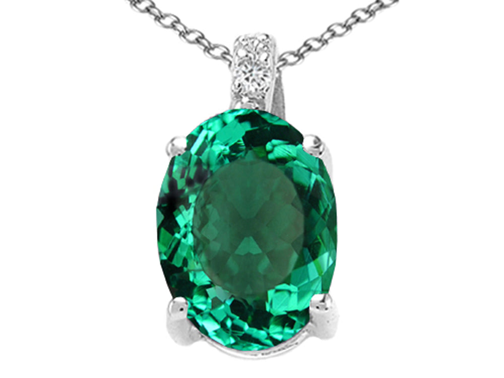 Tommaso Design Oval Simulated Emerald Pendant Necklace