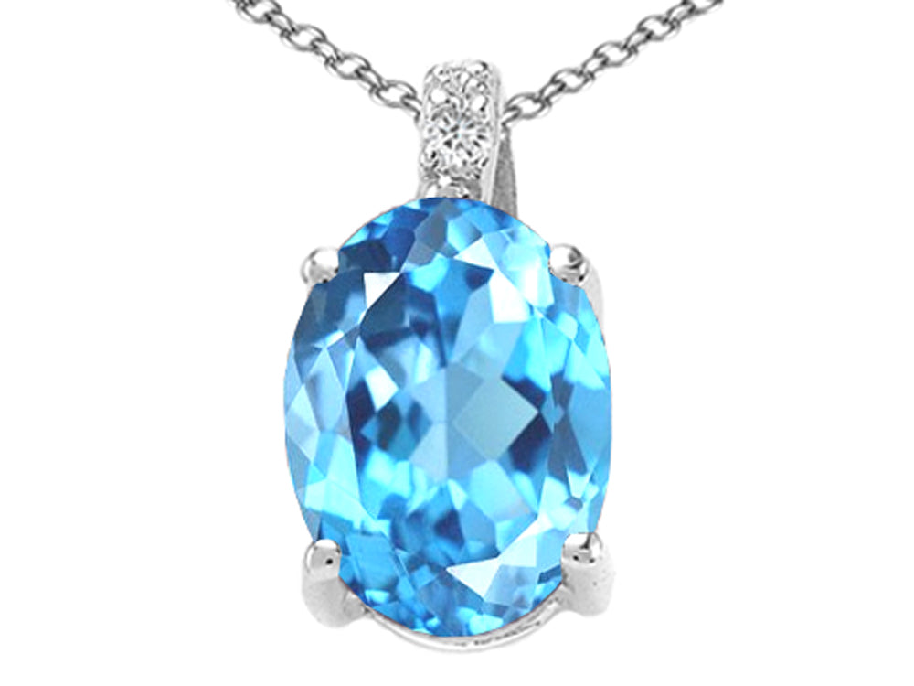 Tommaso Design Oval Simulated Aquamarine Pendant Necklace