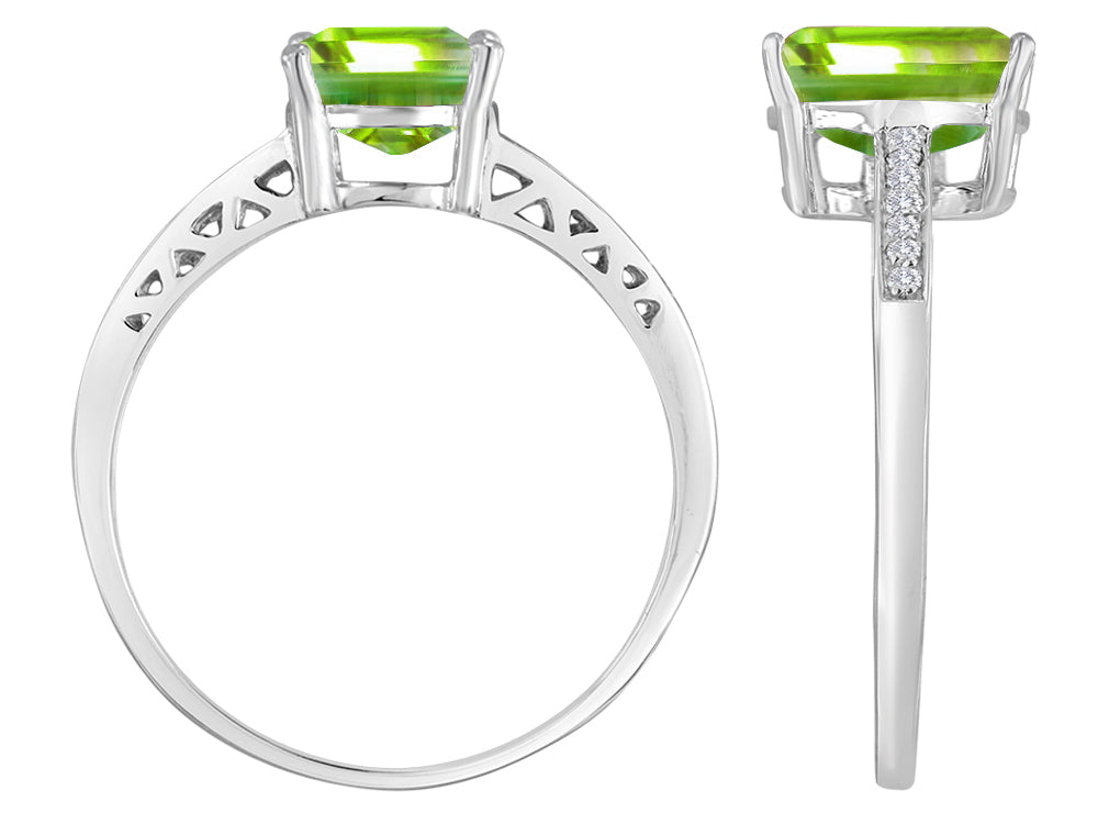 Original Star K Genuine 8x6mm Peridot Solitaire Engagement Ring